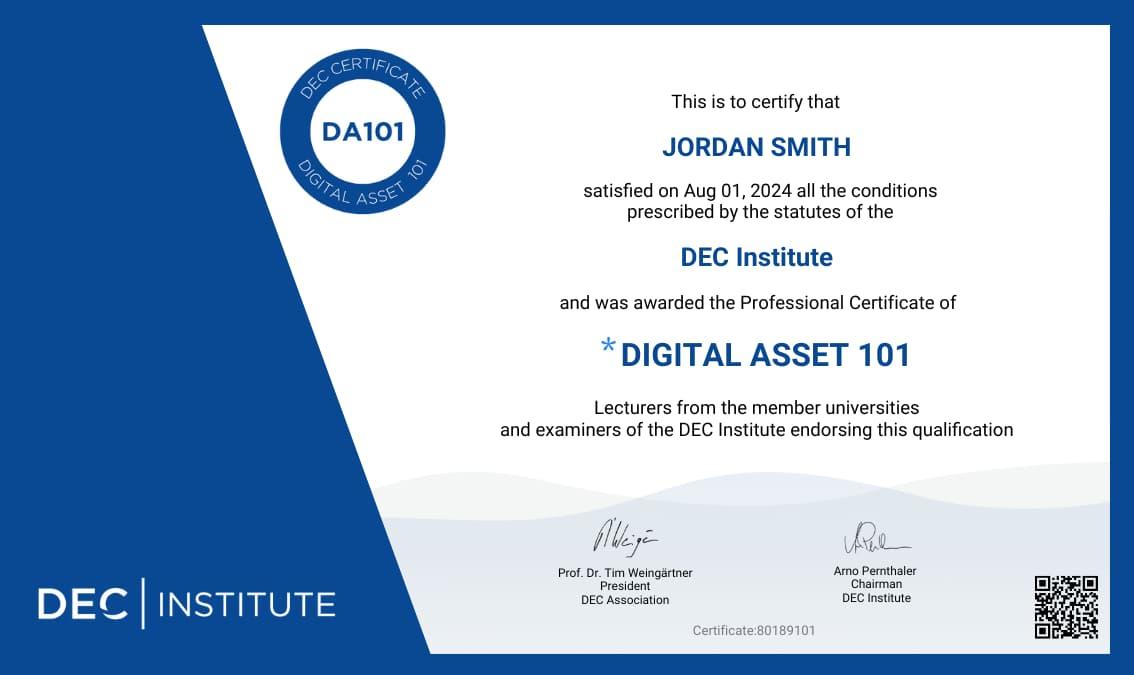 Digital Asset 101 Certificate - Part 1